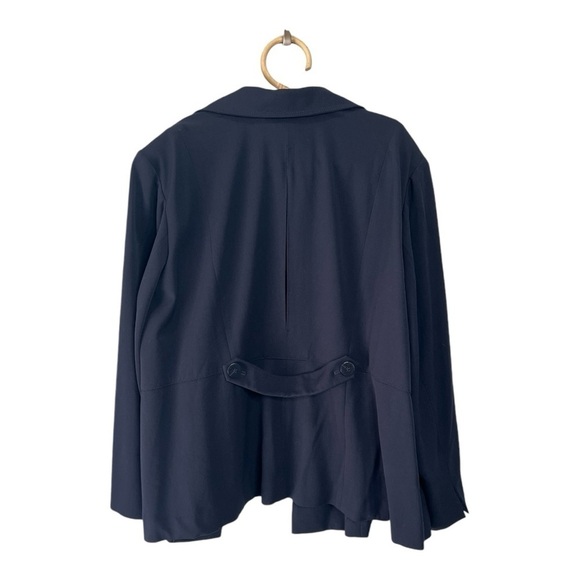 Lane Bryant Navy Blue One Button Closure Sharp Shoulder Blazer Jacket 26/28 - Picture 4 of 13